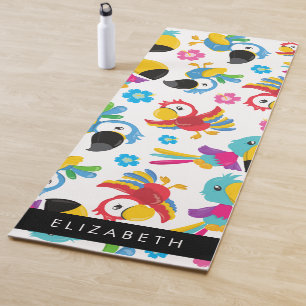 Colorful Parrots, Tropical Parrots, Your Name Yoga Mat