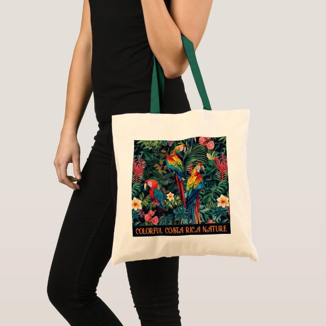 Colorful Parrots with customizable text Tote Bag (Front (Product))