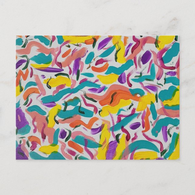 Colorful Party Abstract Print Postcard (Front)