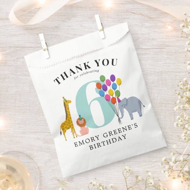 Colorful Party Animals Birthday Party Favor Bag (Clipped)