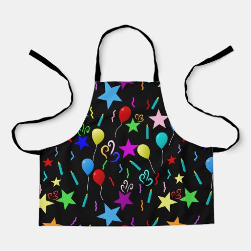 Colorful party balloons and stars apron