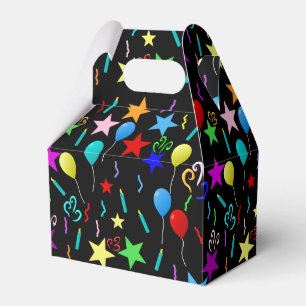 Colorful party balloons and stars favor boxes