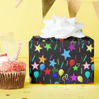 Colorful party balloons and stars