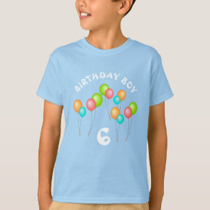 Colorful Party Balloons Birthday Boy Blue T-Shirt