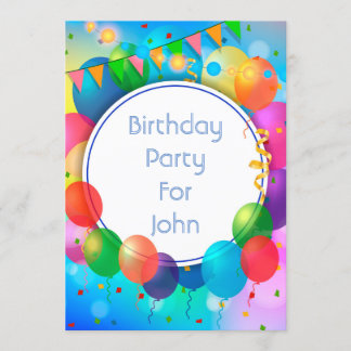 Colorful Party Balloons Invitation
