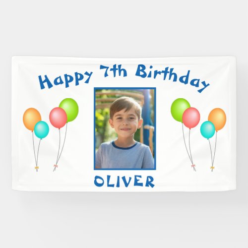 Colorful Party Balloons Kid Birthday Photo Banner