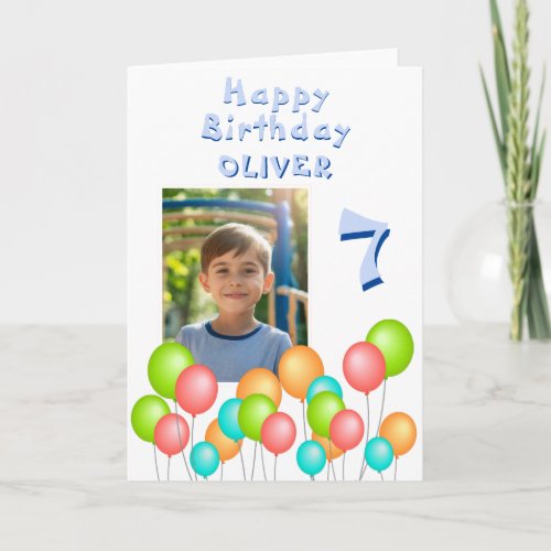 Colorful Party Balloons Kid Birthday Photo Card