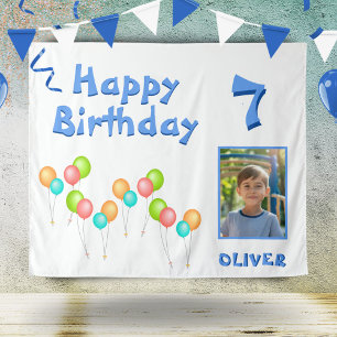 Colorful Party Balloons Kid Birthday Photo Tapestry