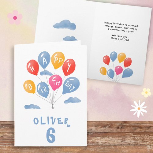 Colorful Party Balloons Kids Birthday Card