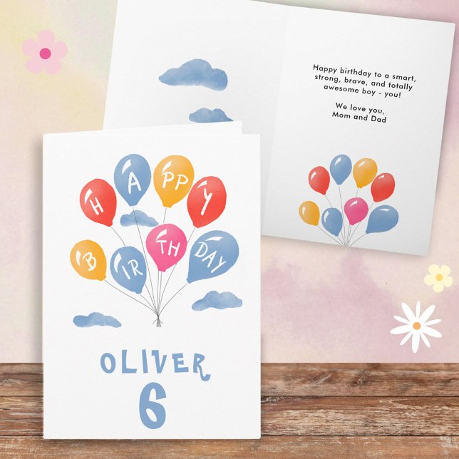 Colorful Party Balloons Kid`s Birthday Card (Creator Uploaded)