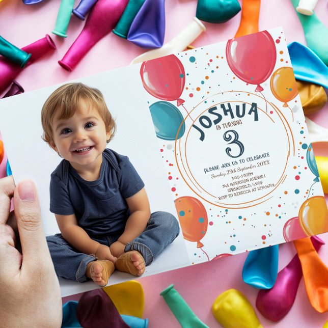 Colorful Party Balloons Kids Birthday Party Invitation (Creator Uploaded)