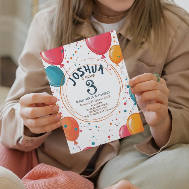 Colorful Party Balloons Kids Birthday Party Invitation (Creator Uploaded)
