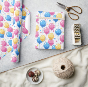Colorful Party Balloons Kids Wrapping Paper