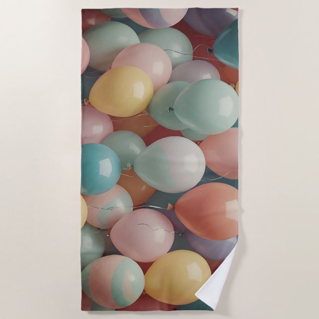 Colorful Party Balloons Pattern  Beach Towel (Front)