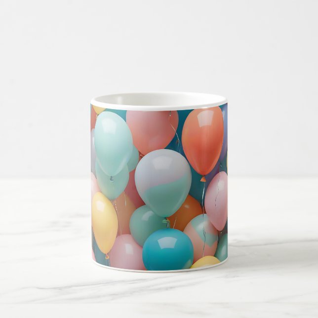Colorful Party Balloons Pattern  Coffee Mug (Center)