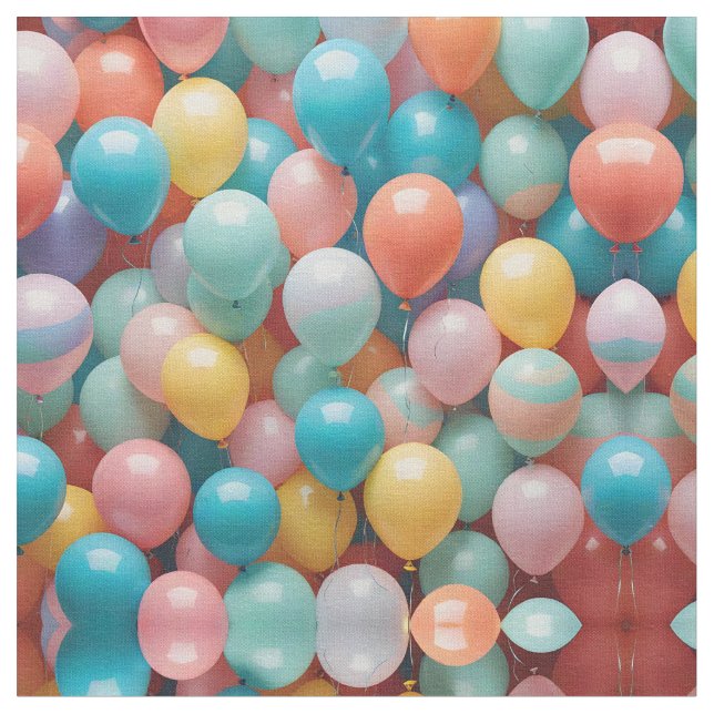 Colorful Party Balloons Pattern  Fabric (Close Up)