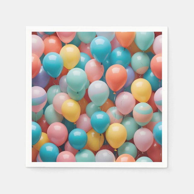 Colorful Party Balloons Pattern  Napkins (Front)