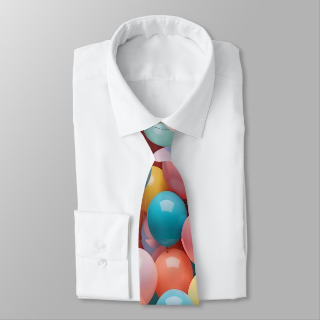 Colorful Party Balloons Pattern  Neck Tie (Tied)