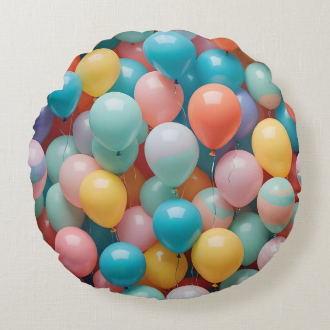 Colorful Party Balloons Pattern  Round Pillow (Front)