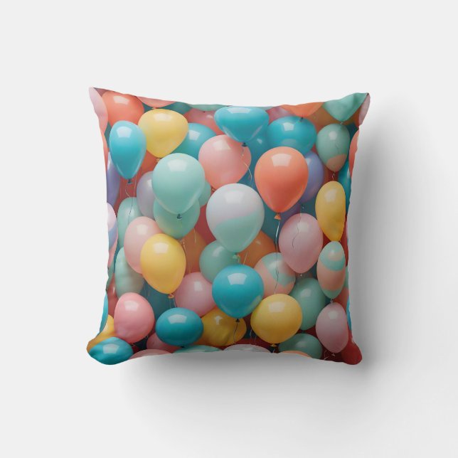 Colorful Party Balloons Pattern  Throw Pillow (Front)