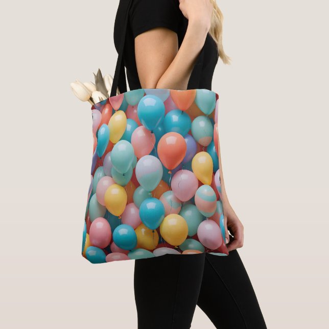 Colorful Party Balloons Pattern  Tote Bag (Close Up)