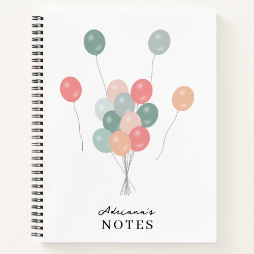 Colorful Party Balloons Personalized  Notebook