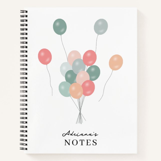 Colorful Party Balloons Personalized  Notebook (Front)