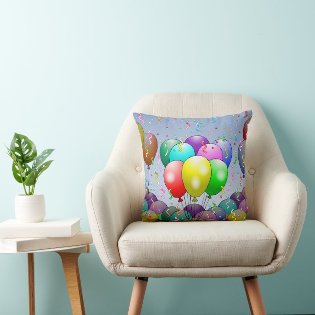 Colorful Party Balloons Throw Pillow (Chair)