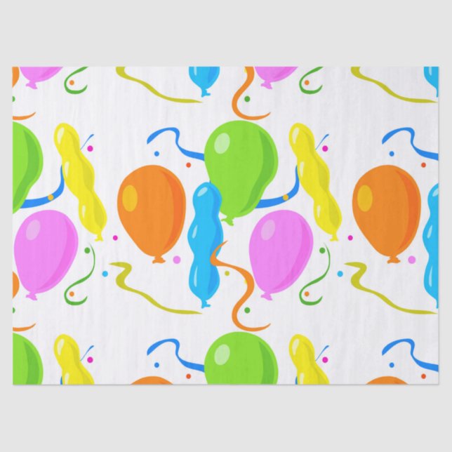 Colorful Party Balloons Tissue Paper (Front)