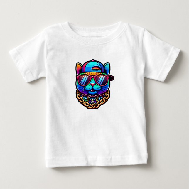 colorful party cat baby T-Shirt (Front)