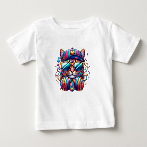 colorful party cat baby T_Shirt