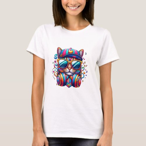 colorful party cat T_Shirt