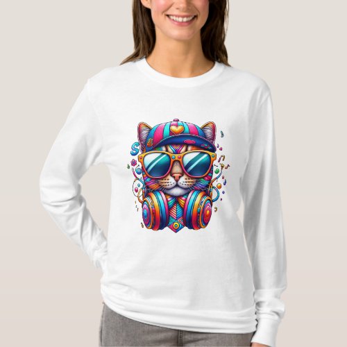 colorful party cat T_Shirt