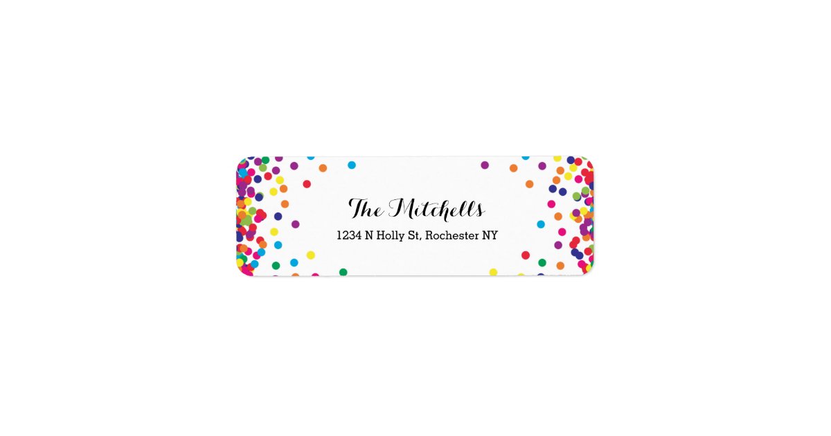Colorful Party Confetti Return Address Labels Zazzle