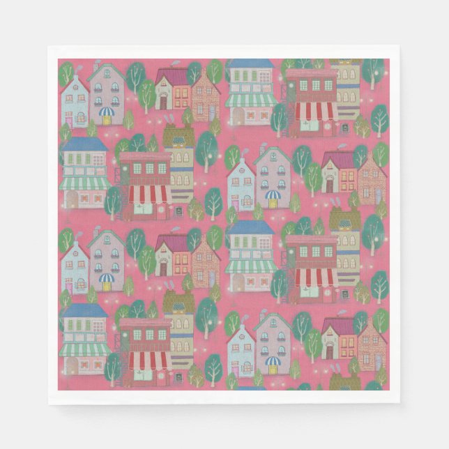 Colorful Party Paper Napkin — Strawberry Sherbet (Front)