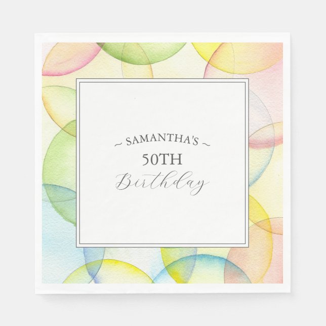 Colorful Party Personalized Birthday Napkins (Front)