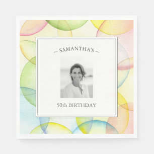 Colorful Party Personalized Photo Birthday Napkins