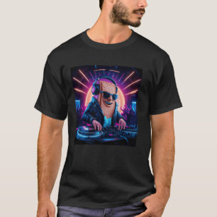 Colorful Party Scene Wafer Character Dj For Music T-Shirt