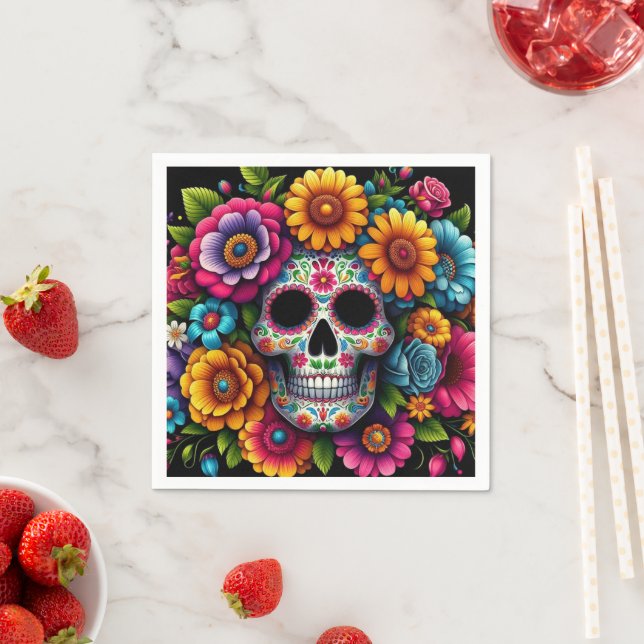 Colorful party skull napkins! napkins (Insitu)