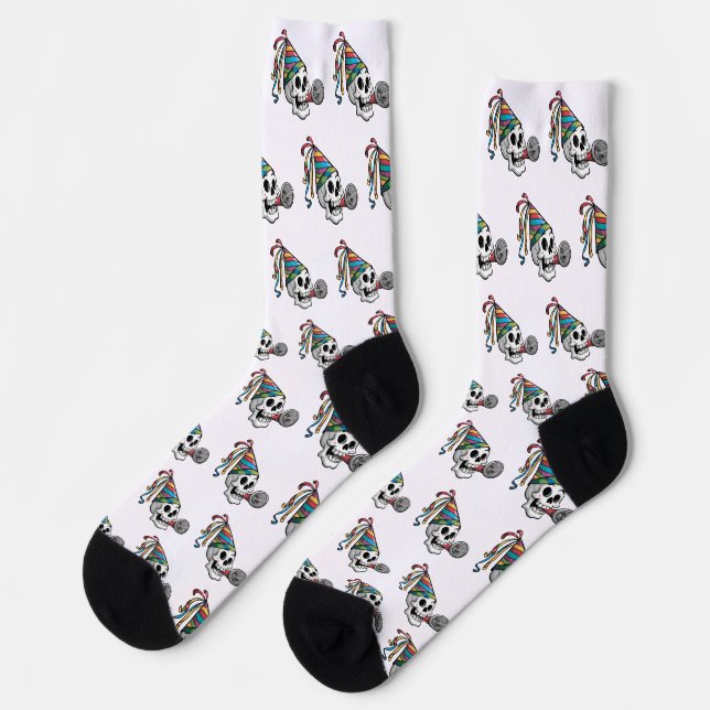 Colorful Party Skull Socks (Left)