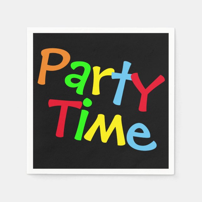 Colorful Party Time Paper Napkins (Front)