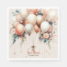 Colorful Party White Peach Floral Balloons E