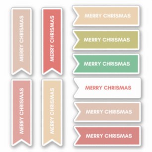 Colorful Pastel 10 pc Merry Christmas Sticker