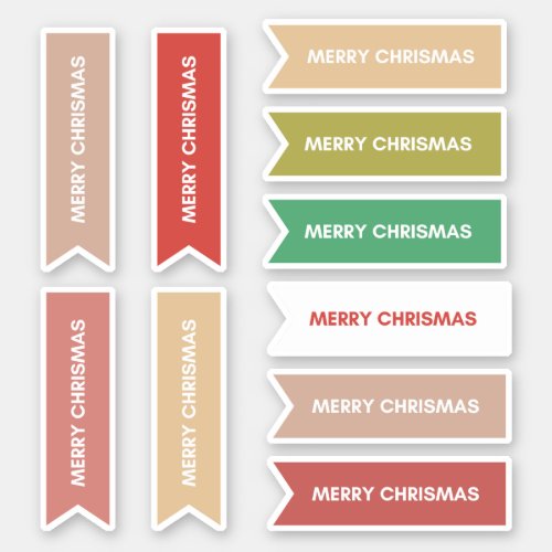 Colorful Pastel 10 pc Merry Christmas  Sticker