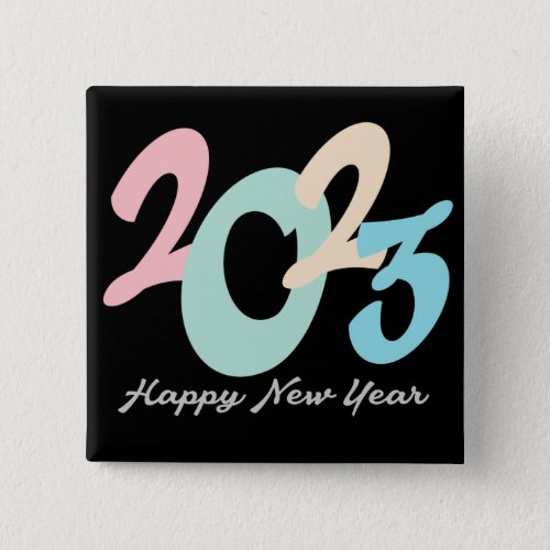 Colorful Pastel 2023 Happy New Year Button
