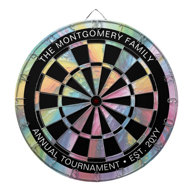 Colorful Pastel Abstract Art Personalized Dart Board (Front)