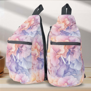 Colorful pastel Abstract Flowers Pattern, Girly Sling Bag