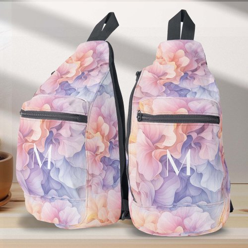 Colorful pastel Abstract Flowers Pattern Girly Sling Bag