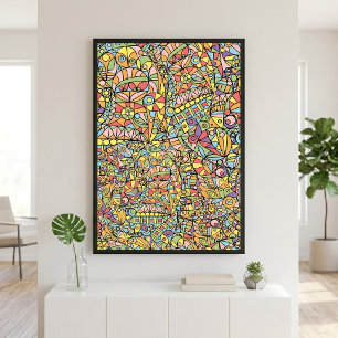 Colorful Pastel Abstract Geometric Doodle Pattern Poster