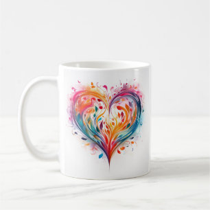 Colorful Pastel Abstract Heart Design Coffee Mug
